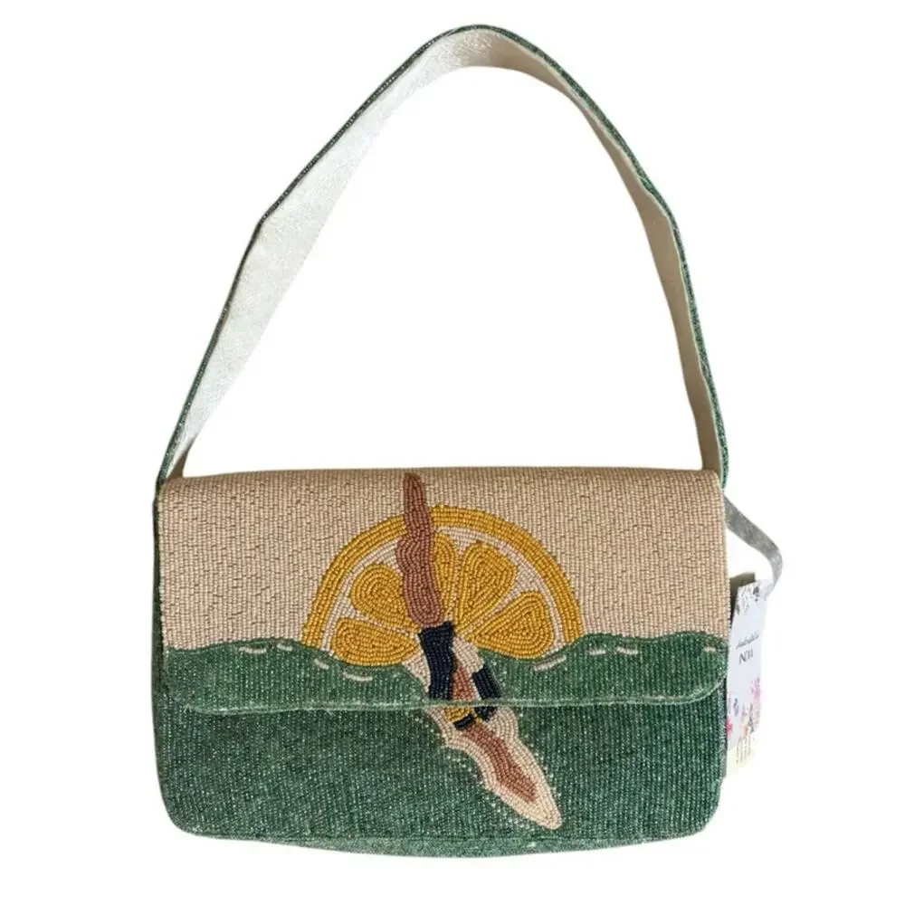New Handcrafted in India Beaded Diver Swim Sun Shoulder Bag Purse